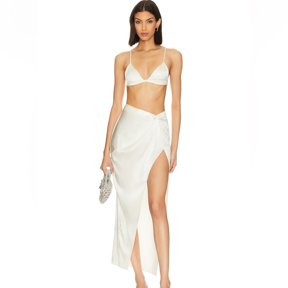 Fleur Du Mal White Silk Skirt